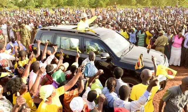 President Museveni campaigning for Watongola in Kamuli