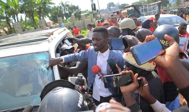 Bobi Wine's car shot at